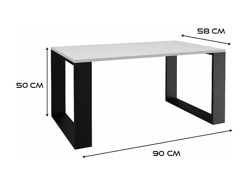 Ława Modern | Biały Czarny Stolik Kawowy | 90x58x50 |Nowoczesna Ława