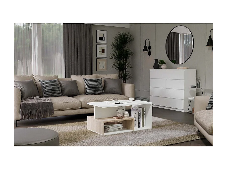 Stolik Ława PRIMA | Nowoczesny Sonoma Mix | 90x51x43 cm | Salon, Biuro