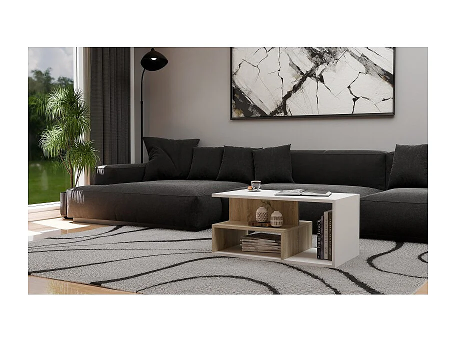 Stolik Ława PRIMA | Nowoczesny Sonoma Mix | 90x51x43 cm | Salon, Biuro