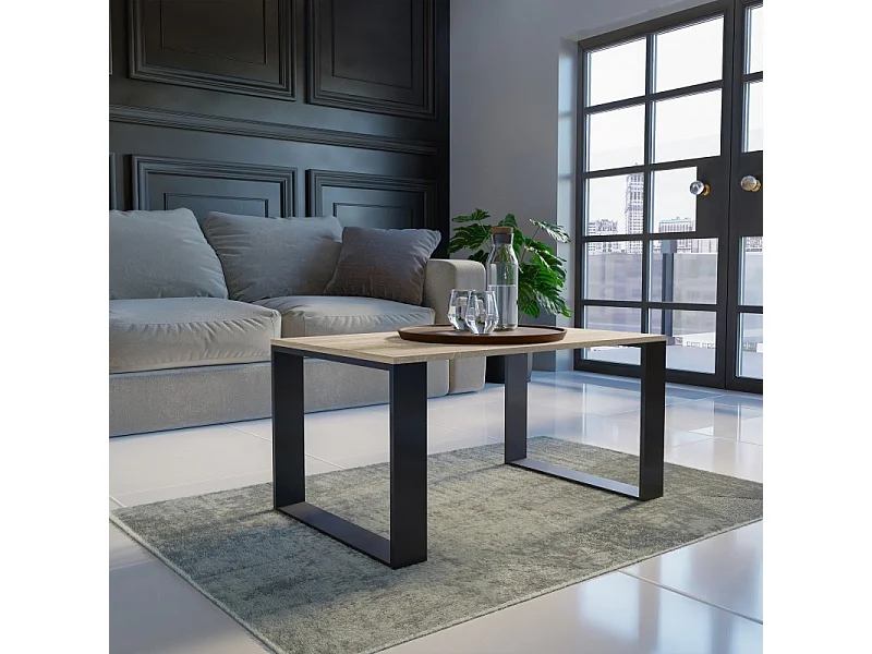 Ława Modern | Sonoma Czarny Stolik Kawowy | 90x58x50 cm | Nowoczesna Ława