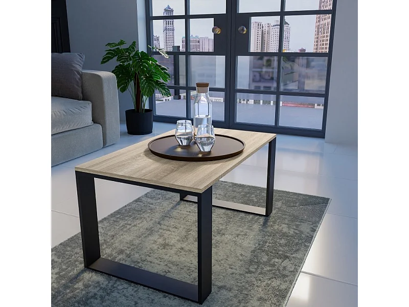 Ława Modern | Sonoma Czarny Stolik Kawowy | 90x58x50 cm | Nowoczesna Ława