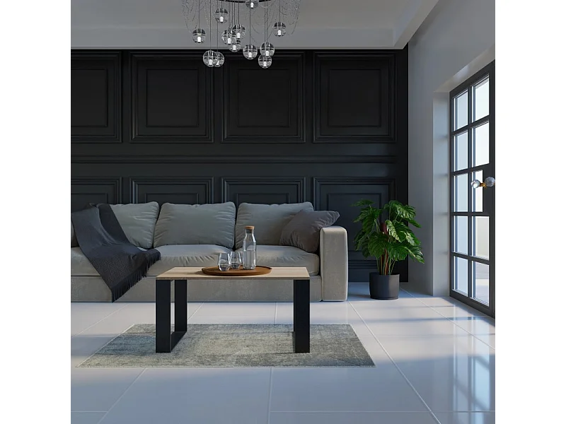 Ława Modern | Sonoma Czarny Stolik Kawowy | 90x58x50 cm | Nowoczesna Ława