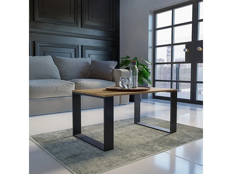 Ława Modern | Artisan Czarny Stolik Kawowy| 90x58x50 cm| Nowoczesna Ława