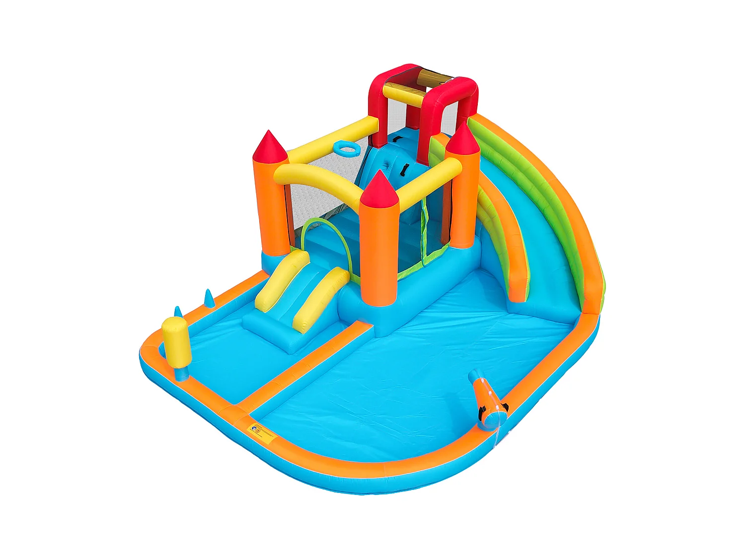 Château gonflable piscine 8 en 1 pour enfants - 460 x 343 x 190cm - en oxford - avec souffleur - orange