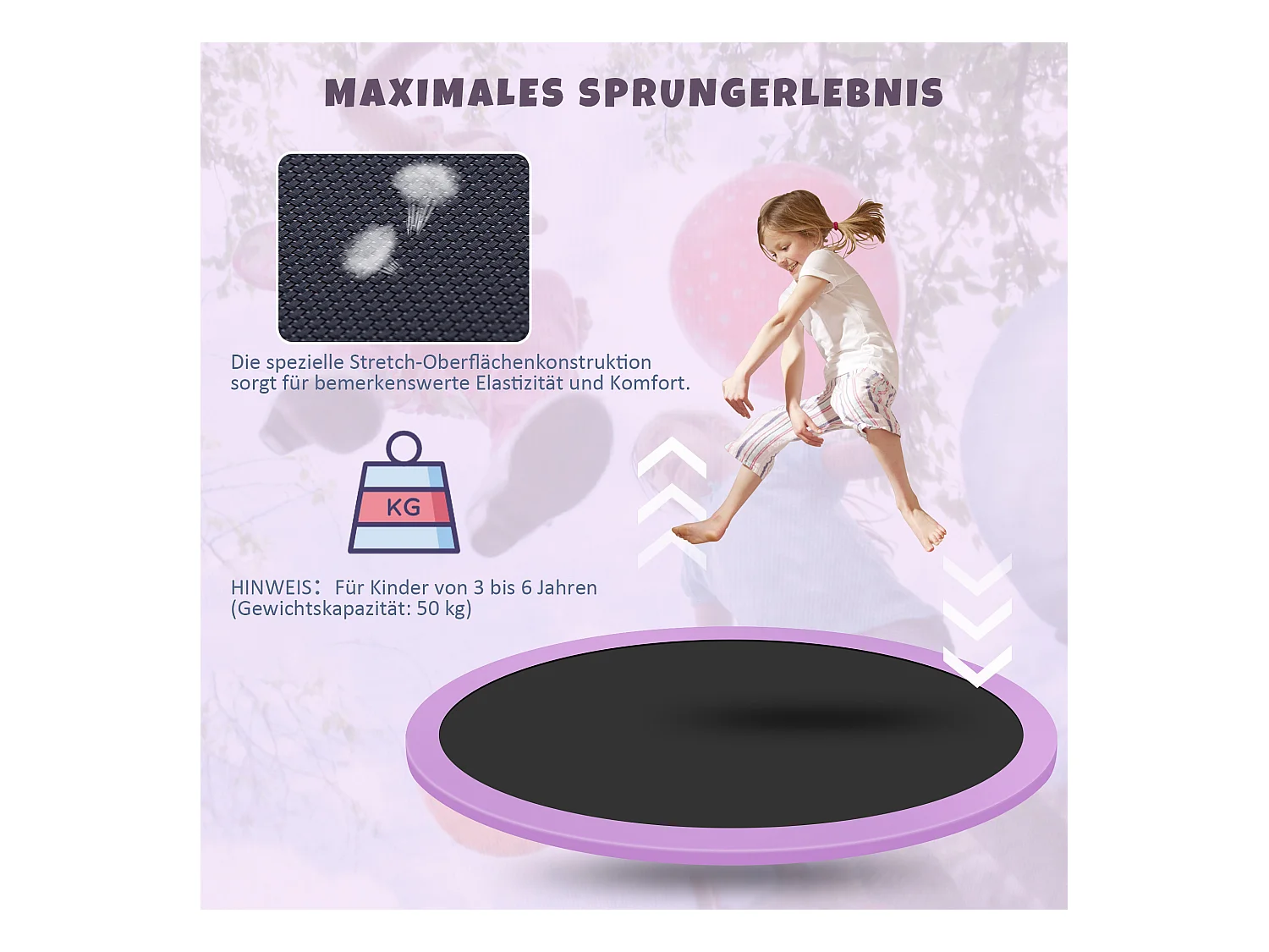 Zestaw trampolin okrągłych dla dzieci - 147 x 147 x 157 - wykonany z u stalowego - do użytku wewnątrz i na zewnątrz - szary