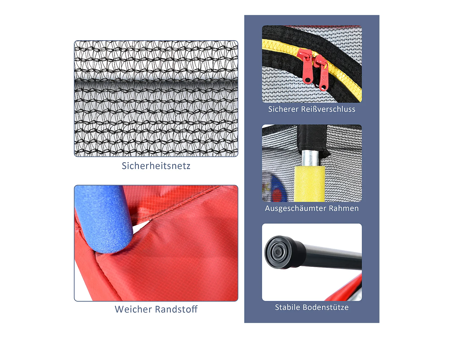 Zestaw trampolin okrągłych dla dzieci - 140 x 140 x 164 - wykonany z u stalowego - z koszem do koszykówki - czerwony