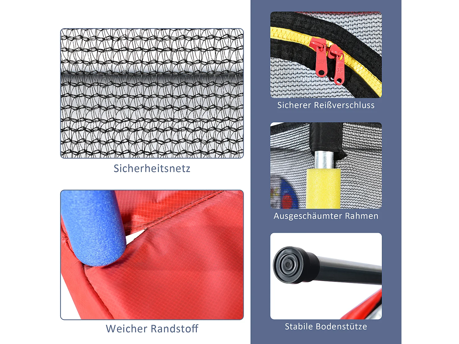 Juego de cama elástica redonda para niños - 140 x 140 x 164 - de acero - con aro de baloncesto - rojo