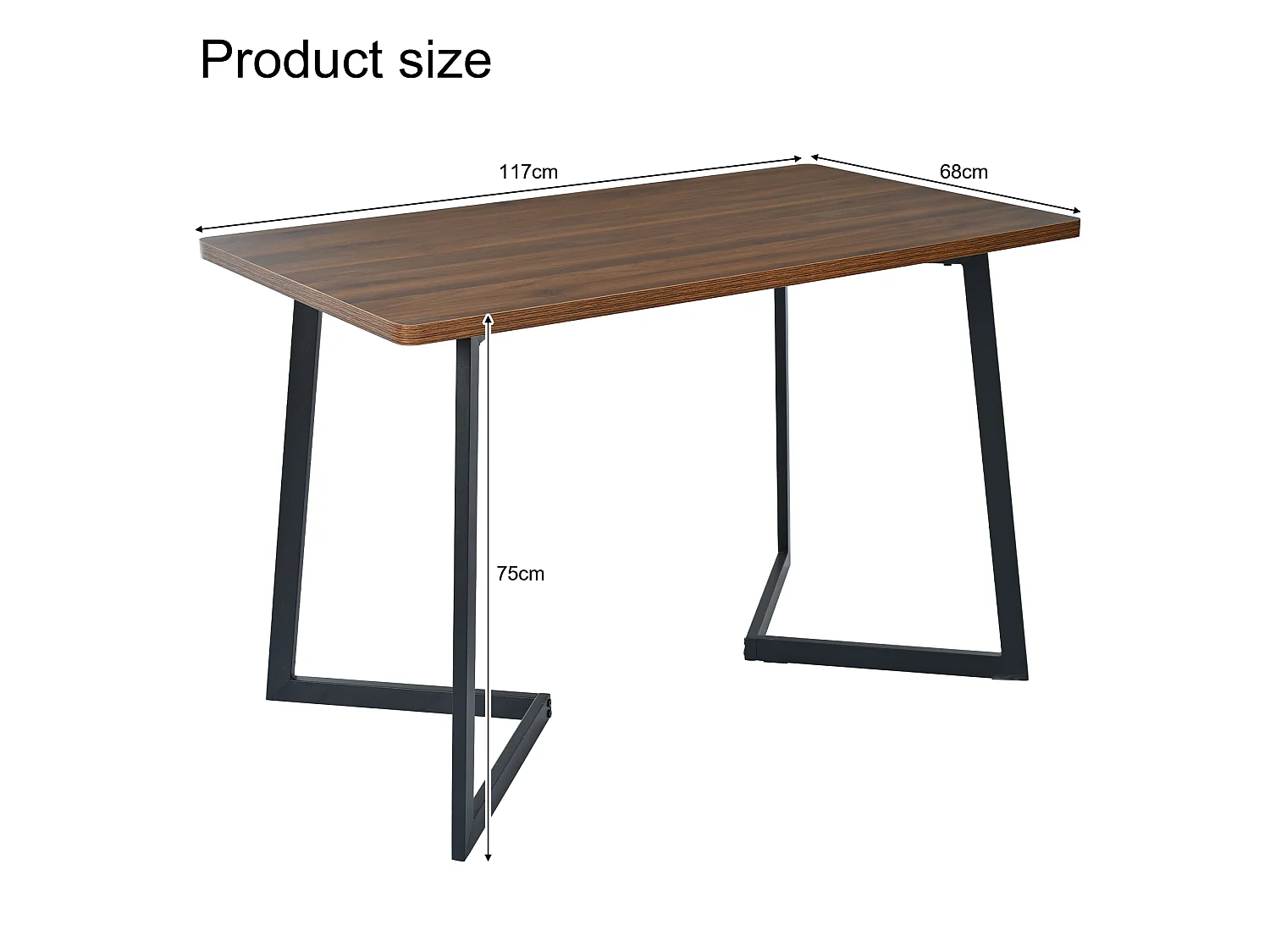 Esszimmerset, Tisch 117×68×75cm mit 4 Stühlen, MDF+Metall+Samt, Schwarz+Walnuss