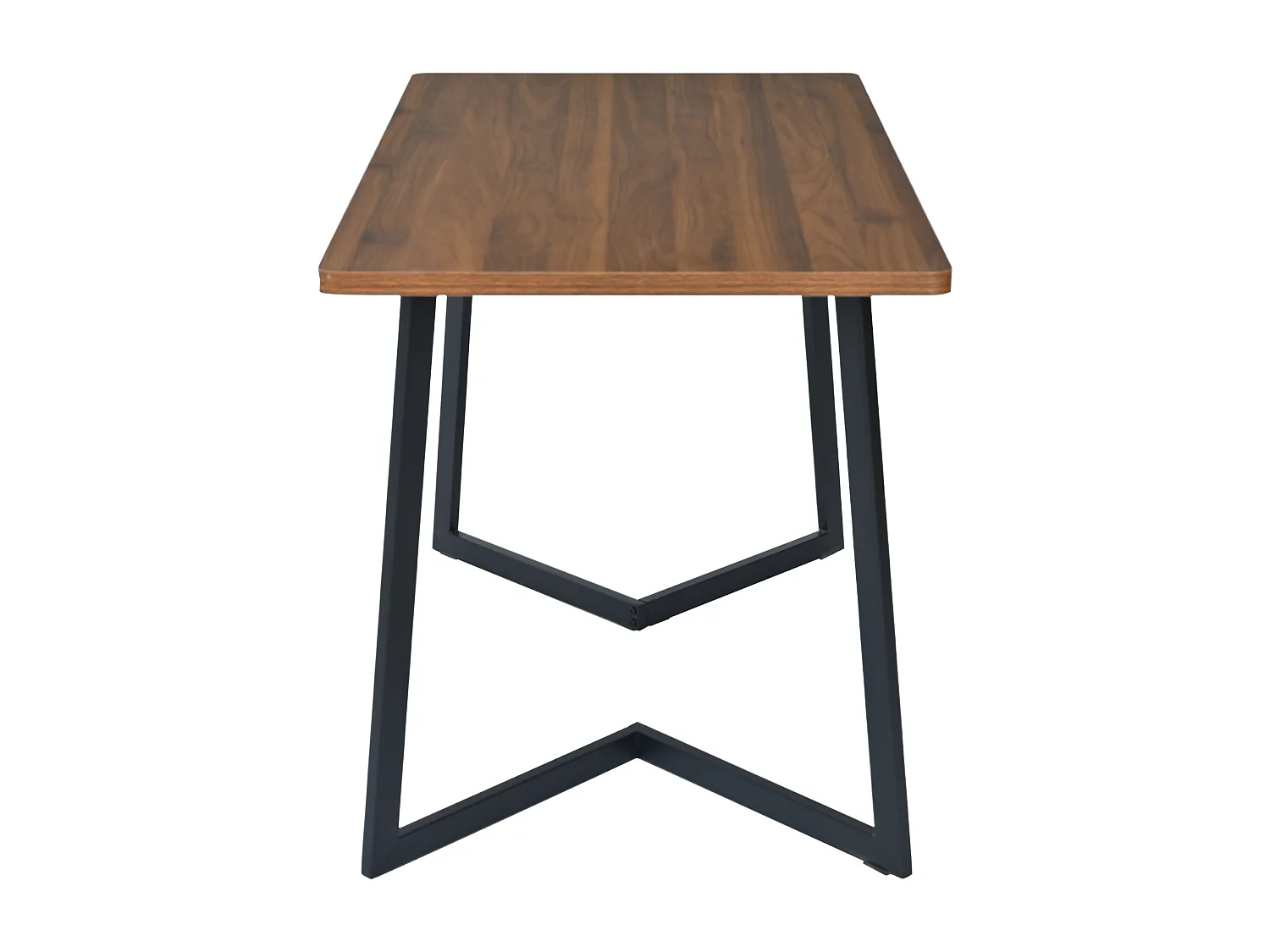 Ensemble table + 4 chaises -140×80×75cm, MDF+métal+lin, noir+noyer+gris foncé