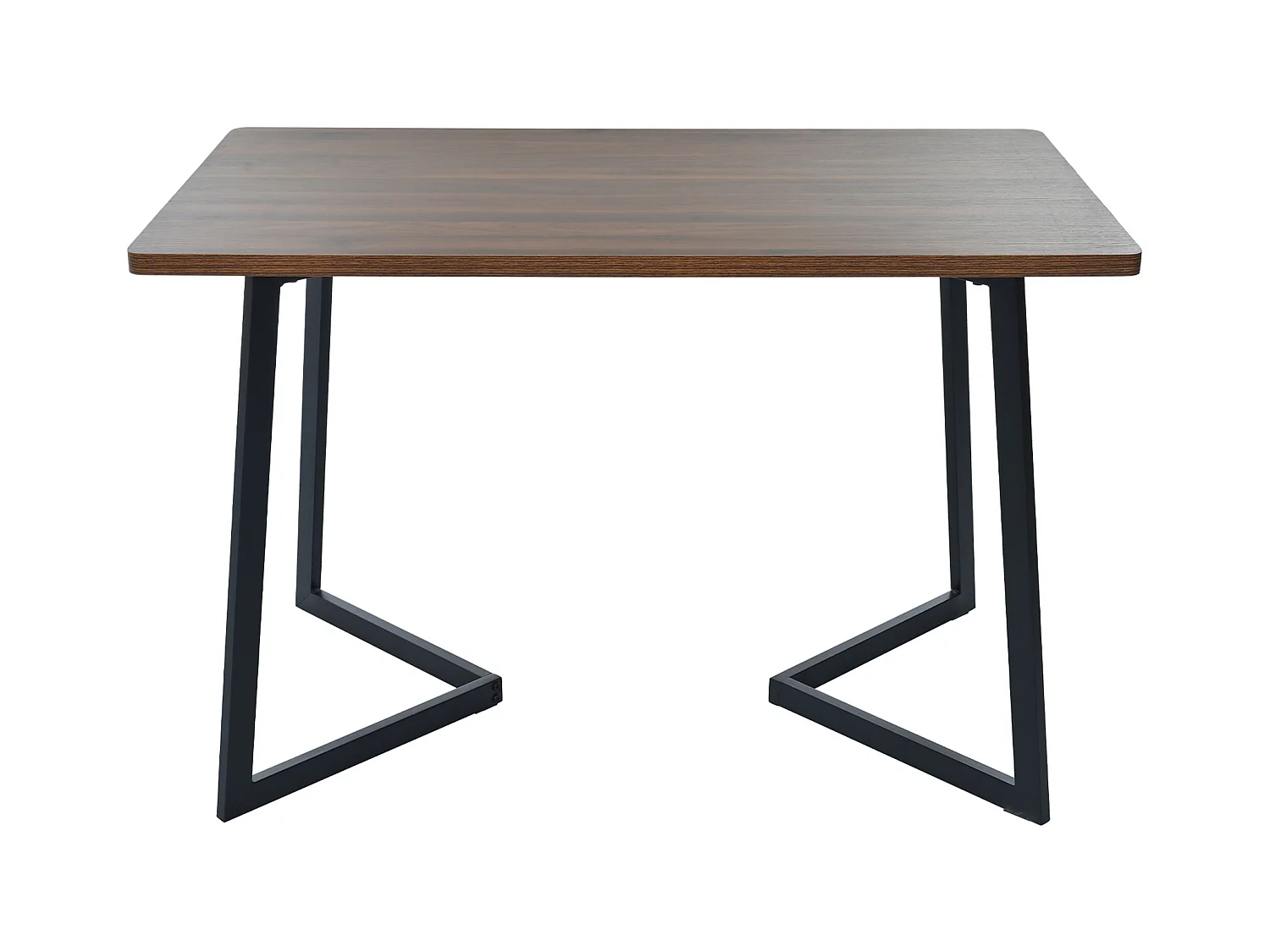 Ensemble table + 4 chaises -140×80×75cm, MDF+métal+velours, noir+noyer+beige