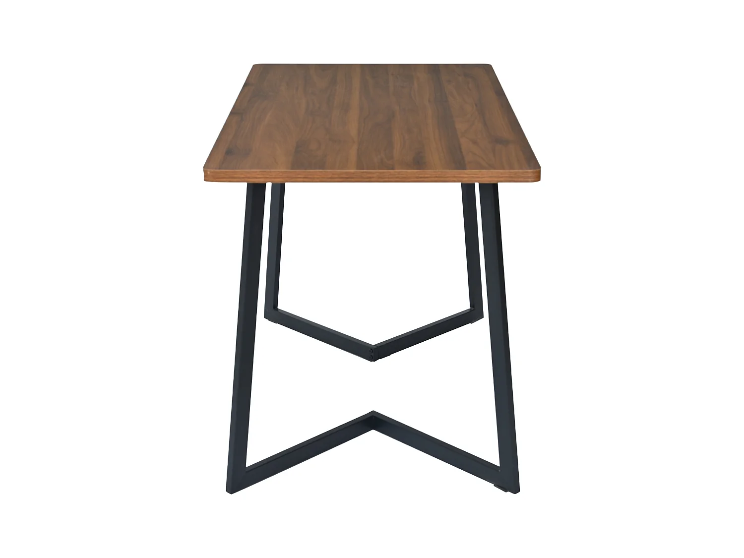 Ensemble table + 4 chaises -140×80×75cm, MDF+métal+velours, noir+noyer+beige