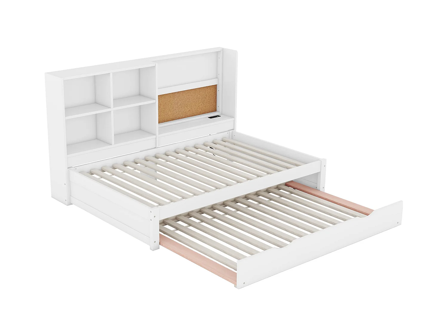 Sofá cama - 90 x 200 cm - múltiples espacios de almacenamiento - con puerto USB y tablero de dibujo - Panel - blanco