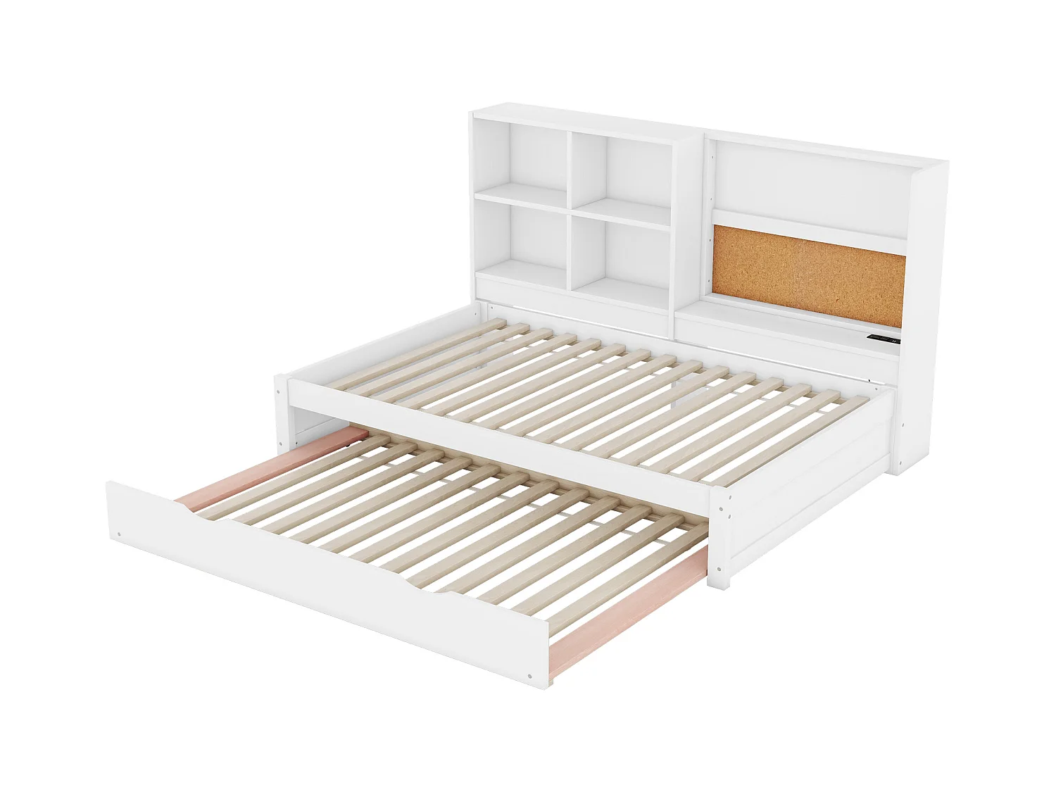 Sofá cama - 90 x 200 cm - múltiples espacios de almacenamiento - con puerto USB y tablero de dibujo - Panel - blanco