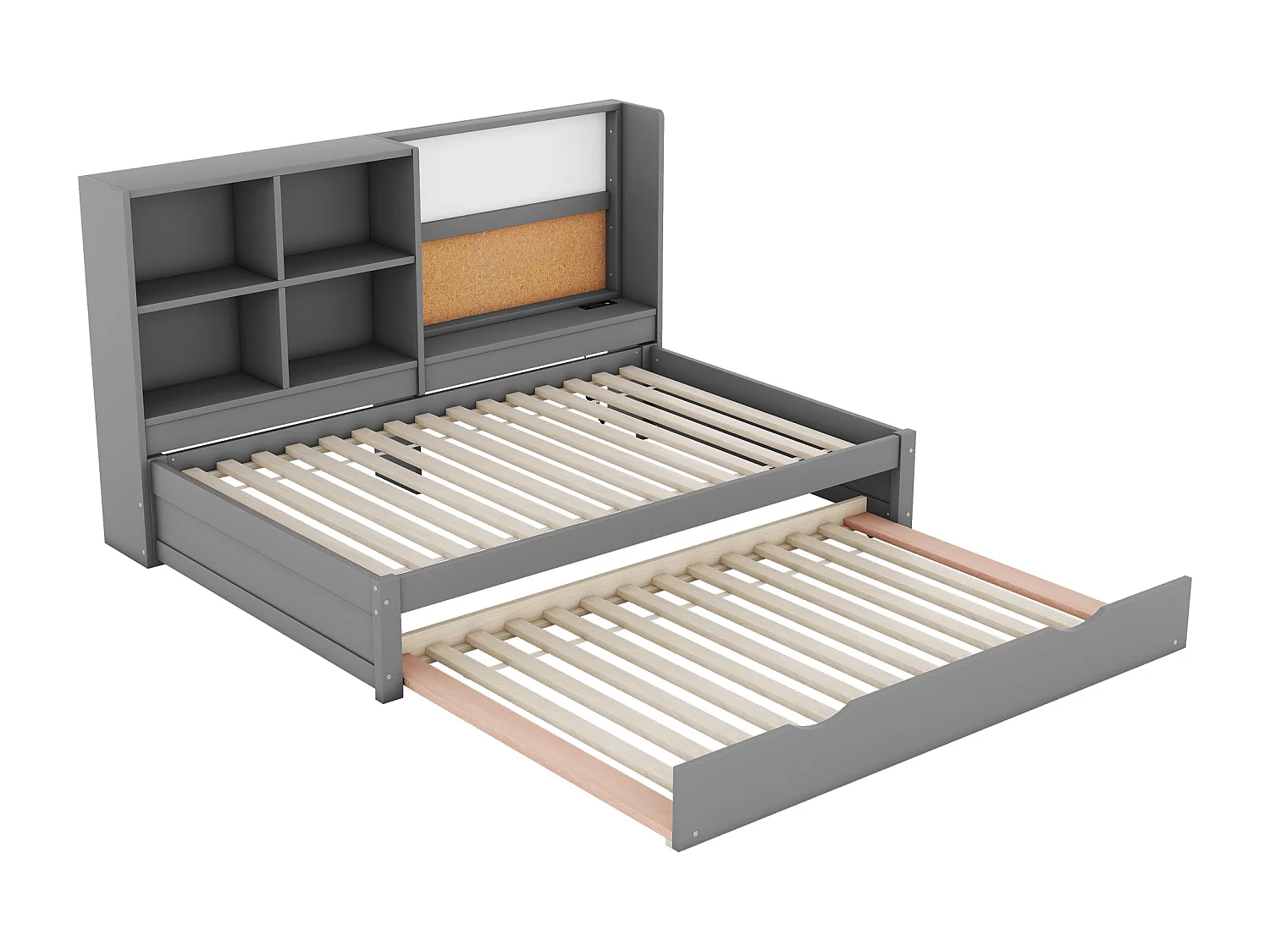 Schlafsofa – 90 x 200 cm – mehrere Staufächer – mit USB-Anschluss und Grafikdesign – Frontplatte – grau