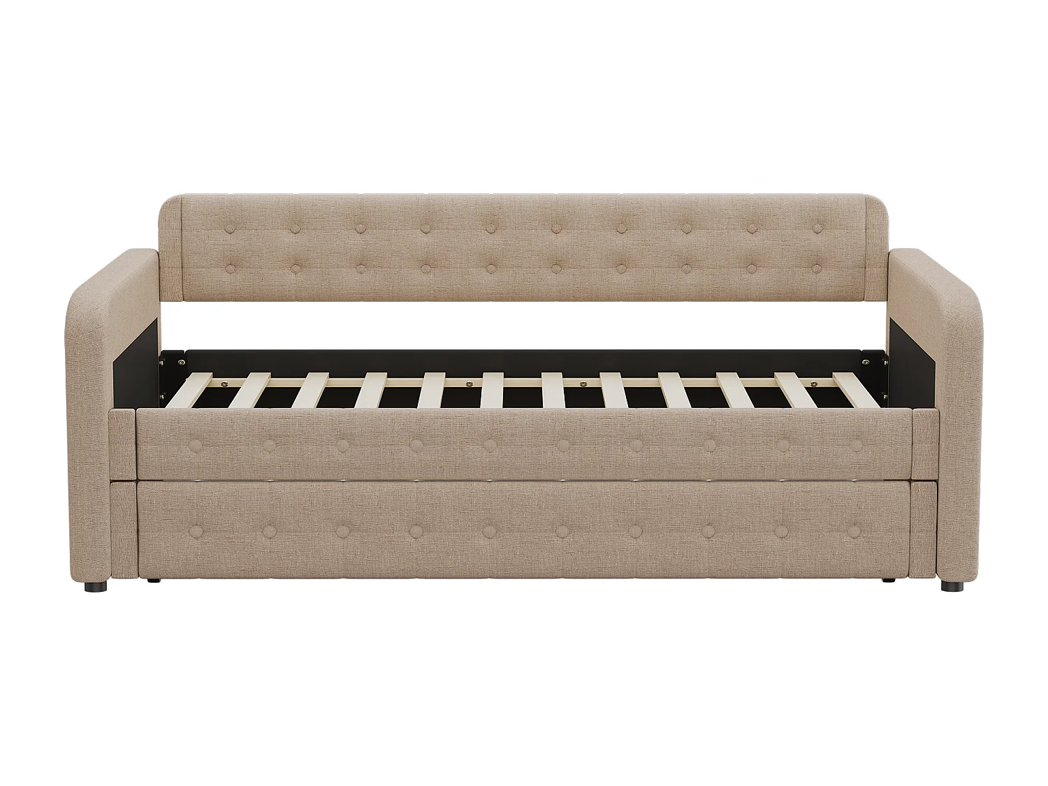 Canapé lit gigogne - 90 x 200 cm - grand espace de rangement - MDF - Marron