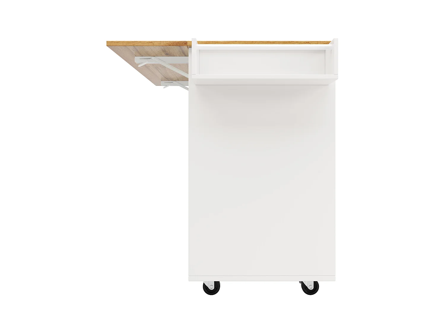 Îlot de cuisine moderne, meuble buffet avec grain de bois, 137.5×39.5×95.6 cm, MDF, Blanc