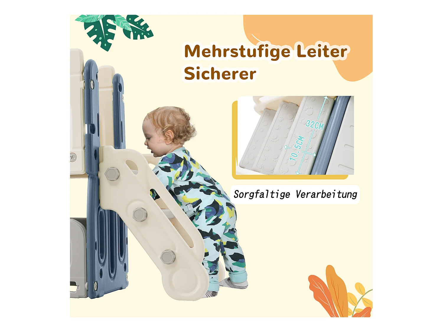 6 in 1 Kinderkasteelglijbaan - 190 x 151 x 106 cm - HDPF - met klimrek en basketbalring - Blauw