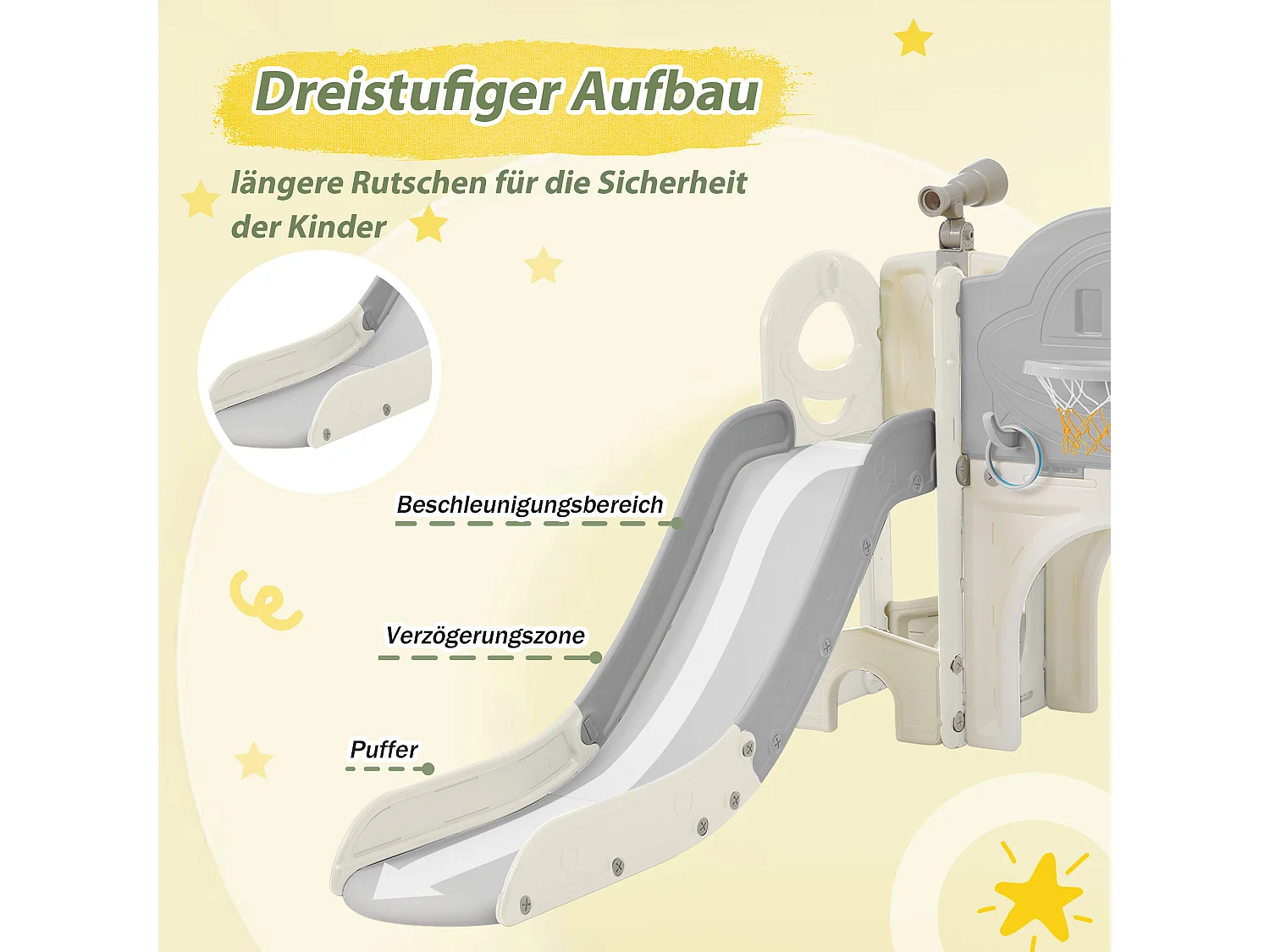 Toboggans Jouet d'escalade 10 en 1 pour enfants - 172 x 165 x 95cm - en HDPE - avec escalade et espace de rangement - Gris