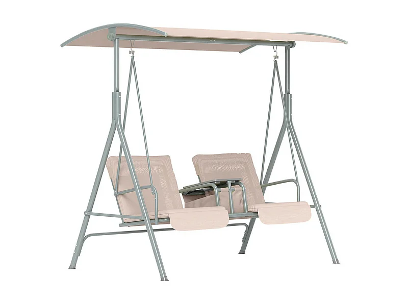Balancelle de jardin 2 places avec porte-gobelets, sac de rangement et auvent réglable - charge max 180kg - 175x112x165cm