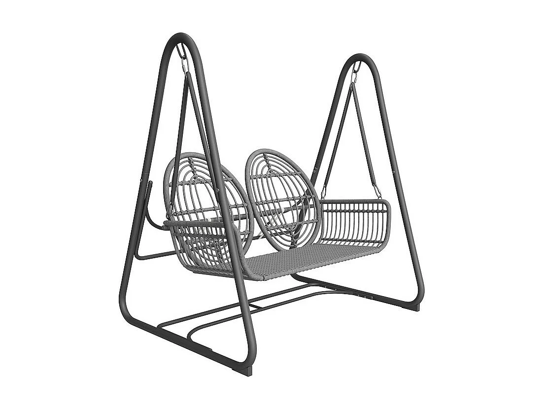 Balancelle de jardin en rotin PE - 2 Places - coussins inclus - charge max 320kg - 141x109x143cm