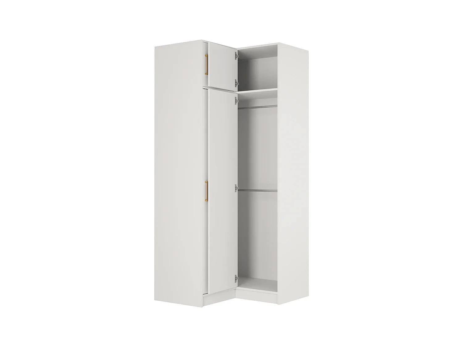 Armoire d'angle 2 portes - L115 cm - Blanc + Réhausse - LIZANDRO