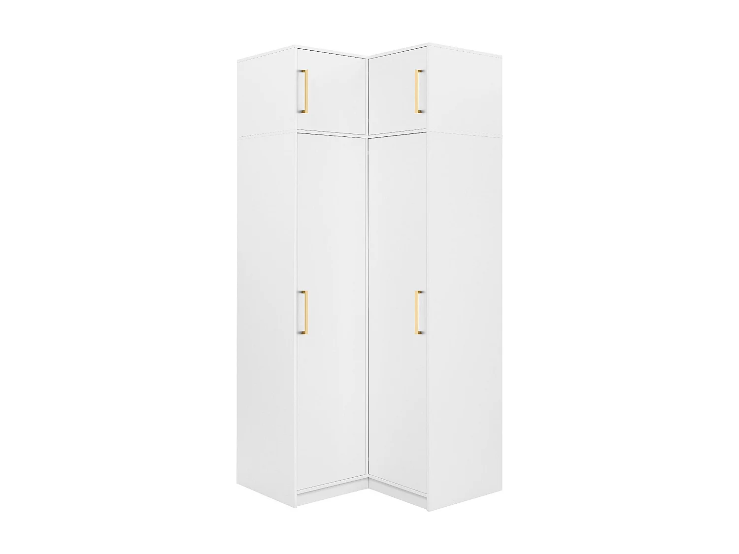 Armoire d'angle 2 portes - L115 cm - Blanc + Réhausse - LIZANDRO