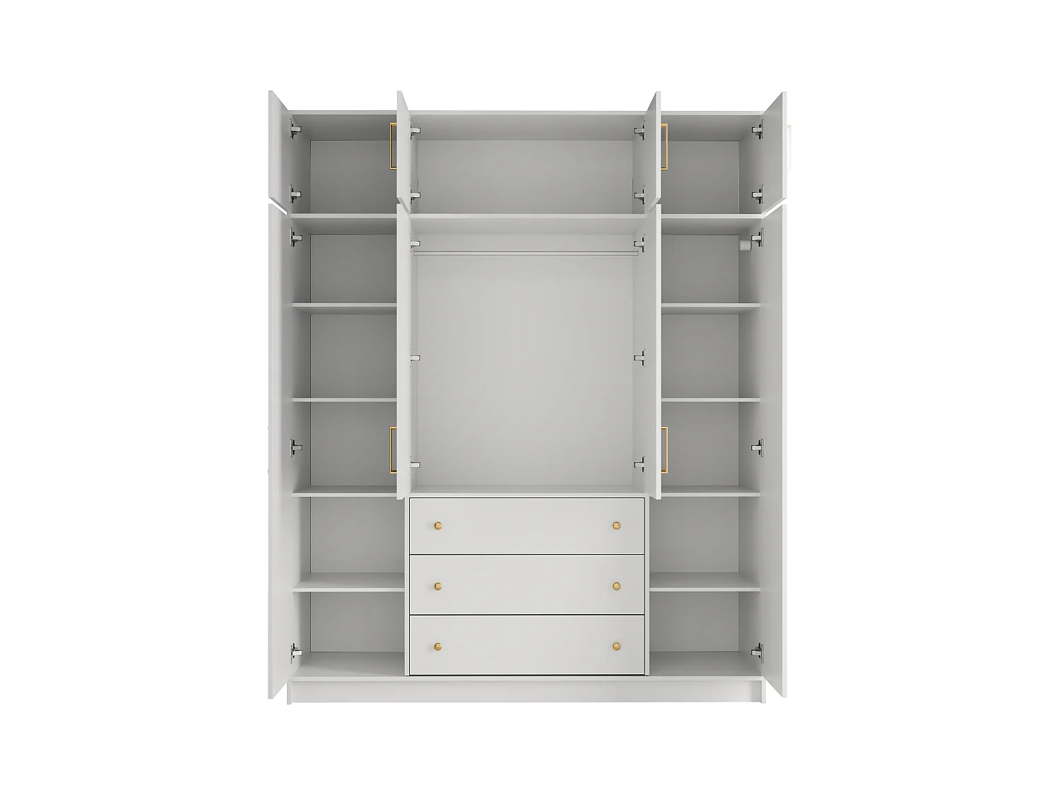 Armadio 4 ante e 3 cassetti L196 cm Bianco + Estensione - LIZANDRO