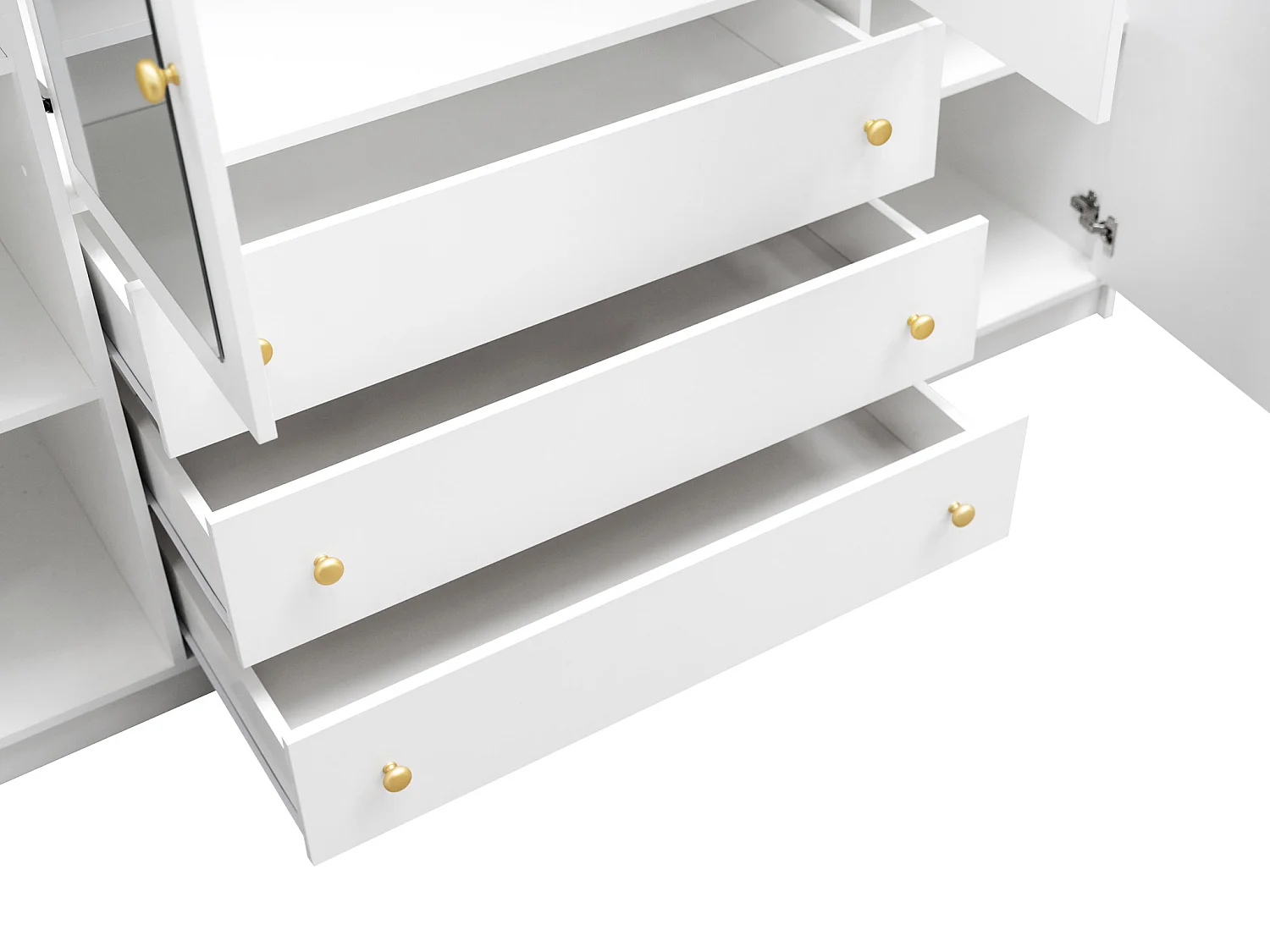 Guarda-roupa 4 portas e 3 gavetas, C196 cm, branco + módulo superior - LIZANDRO