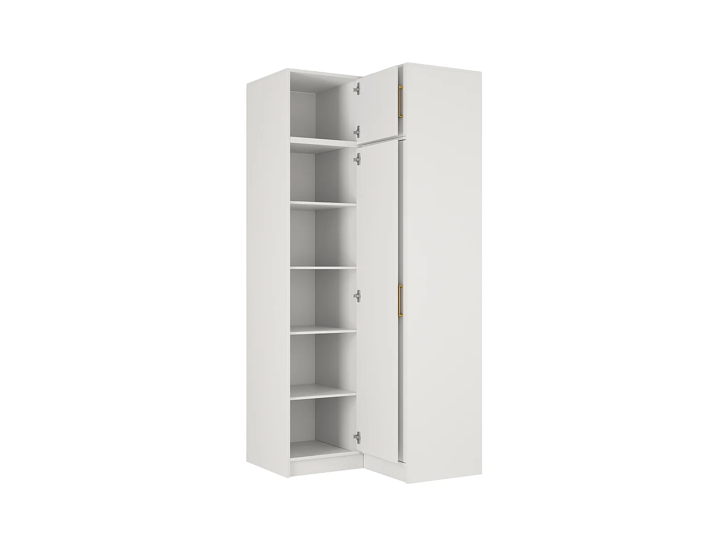 Armadio angolare 6 ante e 3 cassetti L311 cm Bianco + Estensioni - LIZANDRO