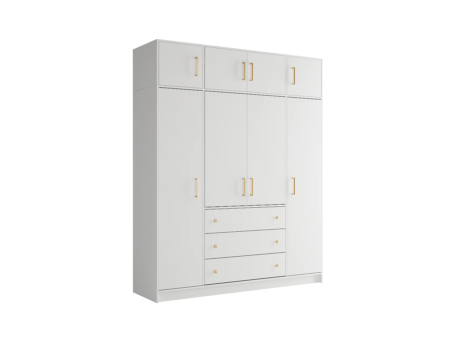 Armadio angolare 6 ante e 3 cassetti L311 cm Bianco + Estensioni - LIZANDRO