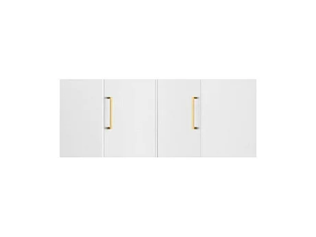 Armoire d'angle 6 portes et 3 tiroirs - Avec miroirs - L311 cm - Blanc + Réhausses - LIZANDRO