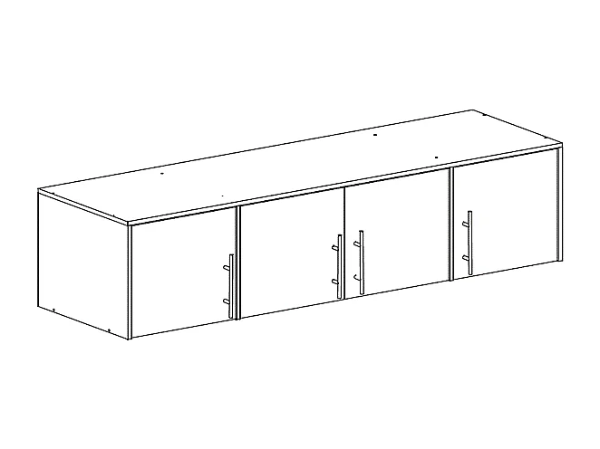 Armoire d'angle 6 portes et 3 tiroirs - Avec miroirs - L311 cm - Blanc + Réhausses - LIZANDRO