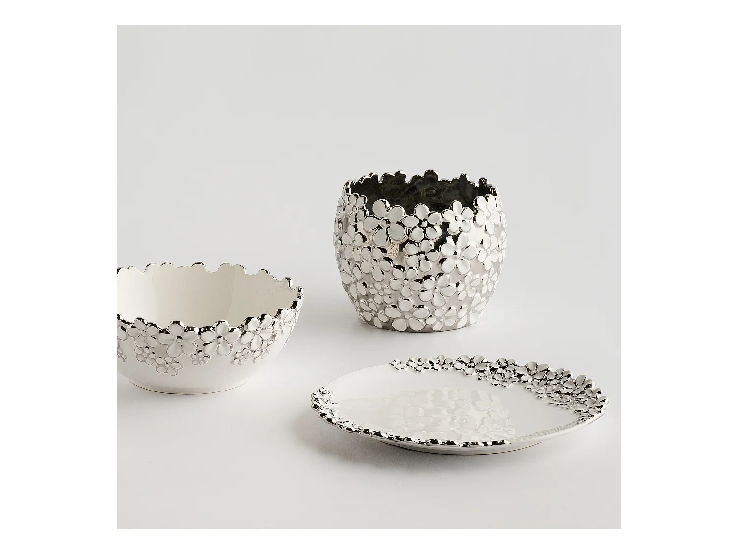 Dekorative Platte Flosales Mittelweiß 31cm