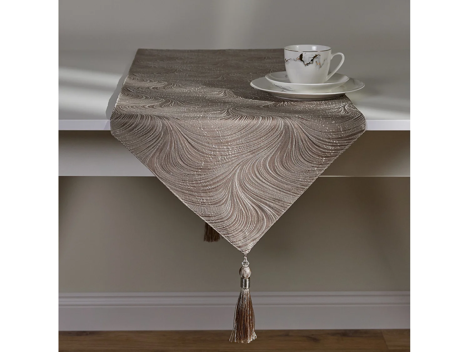 Chemin de table Floah beige moyen 40 x 180