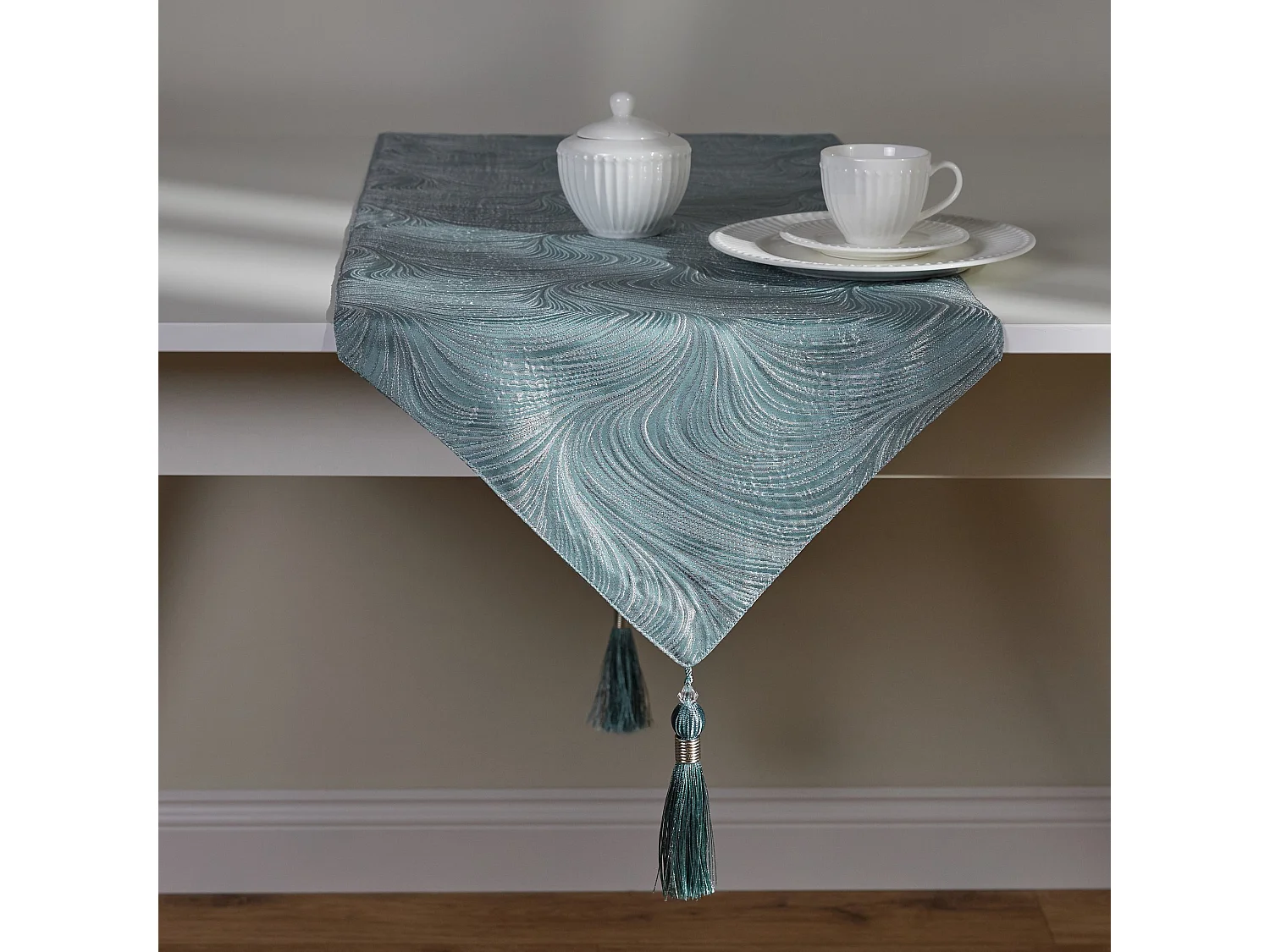 Tischläufer Floah mittelblau 40x180