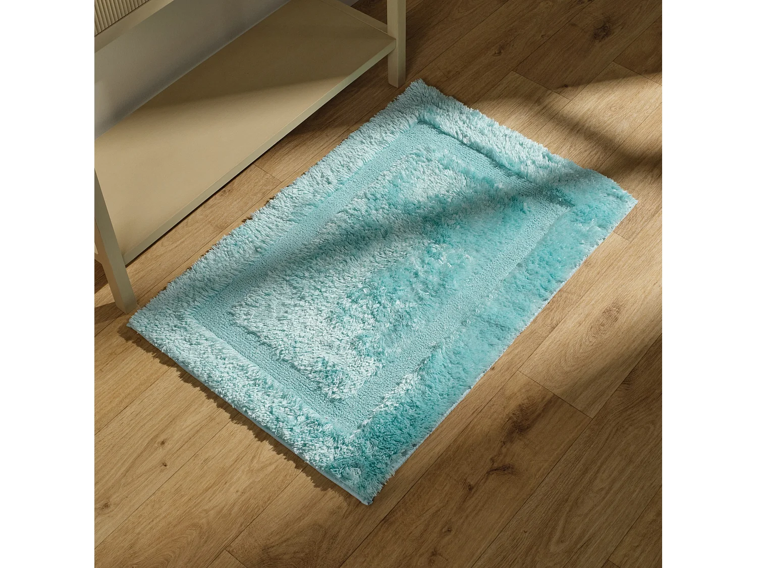 Petit Tapis Fluffos Turquoise Clair Polyester 60x90