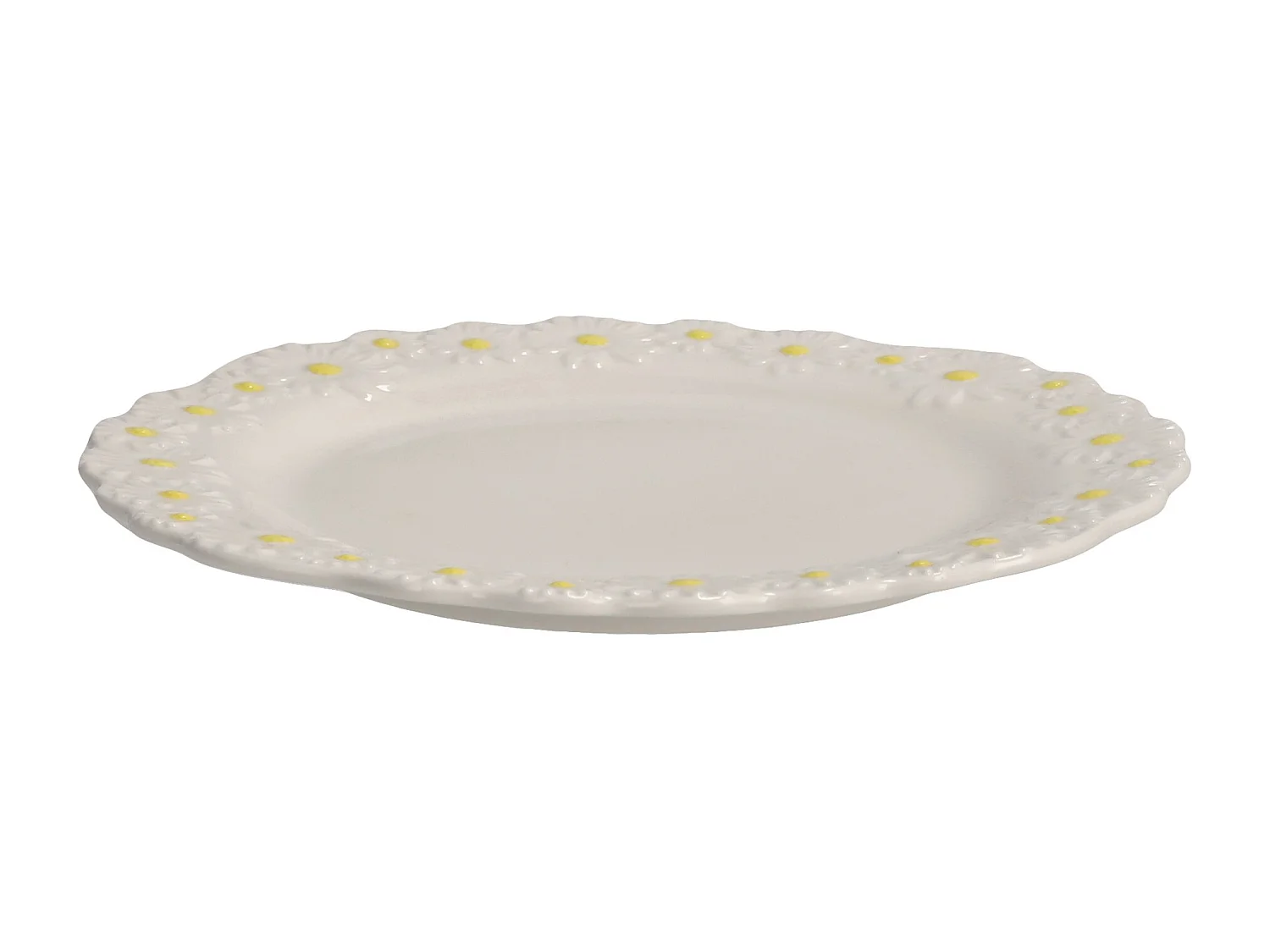 Plat de Service Porcelaine Fine "Daisy" Blanc Moyen - 20 cm