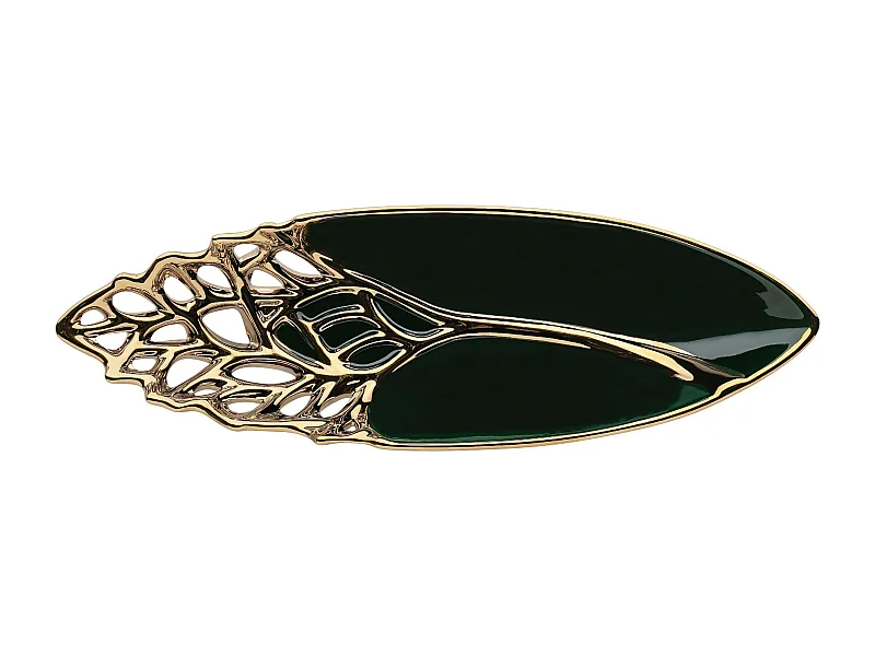 Dekoratives Oaktree Tablett aus Stahl, 16x48 cm