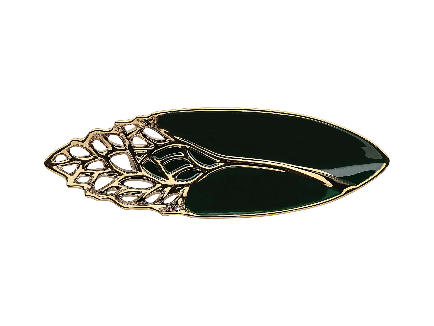 Dekoratives Oaktree Tablett aus Stahl, 16x48 cm