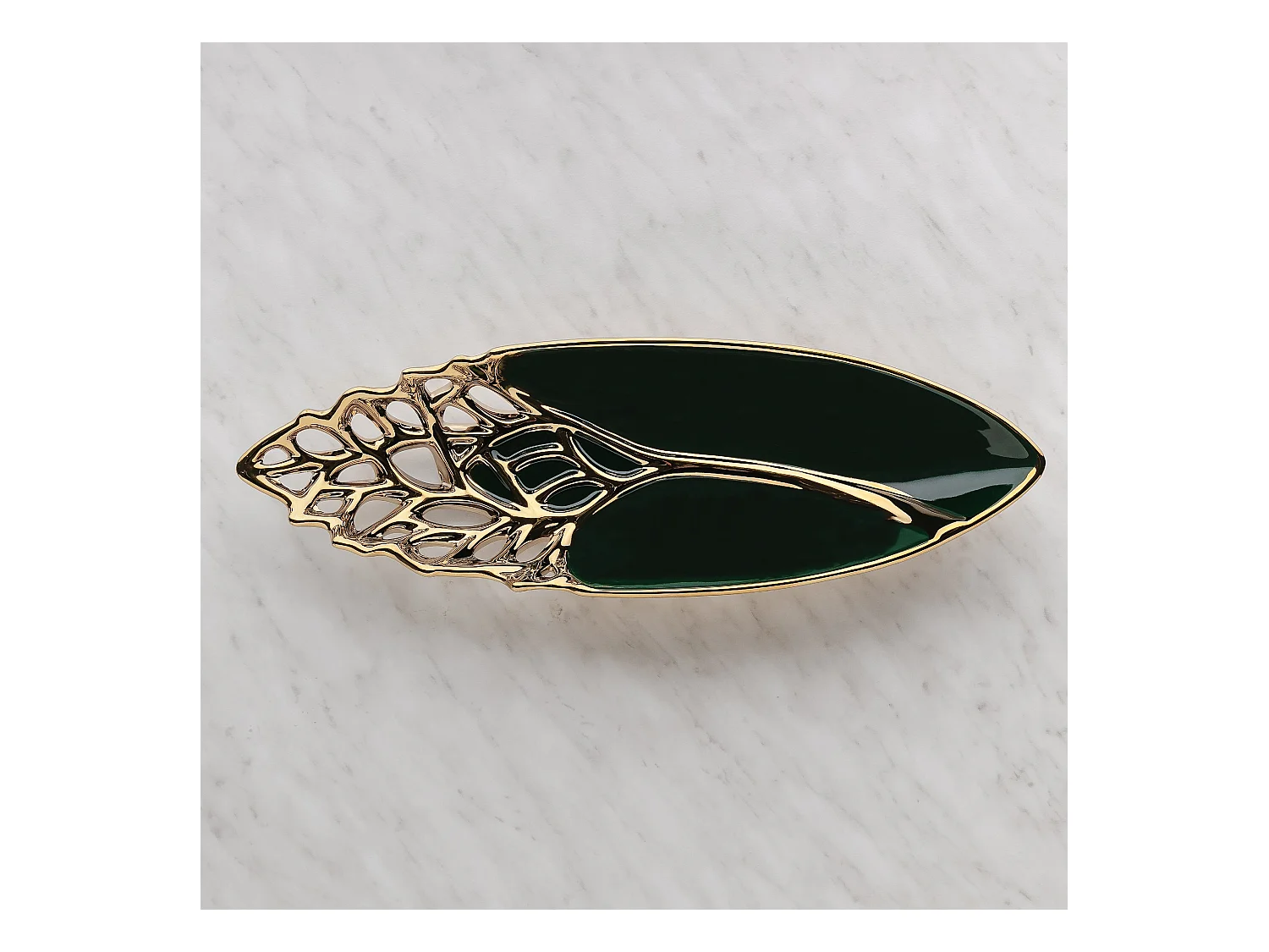 Dekoratives Oaktree Tablett aus Stahl, 16x48 cm