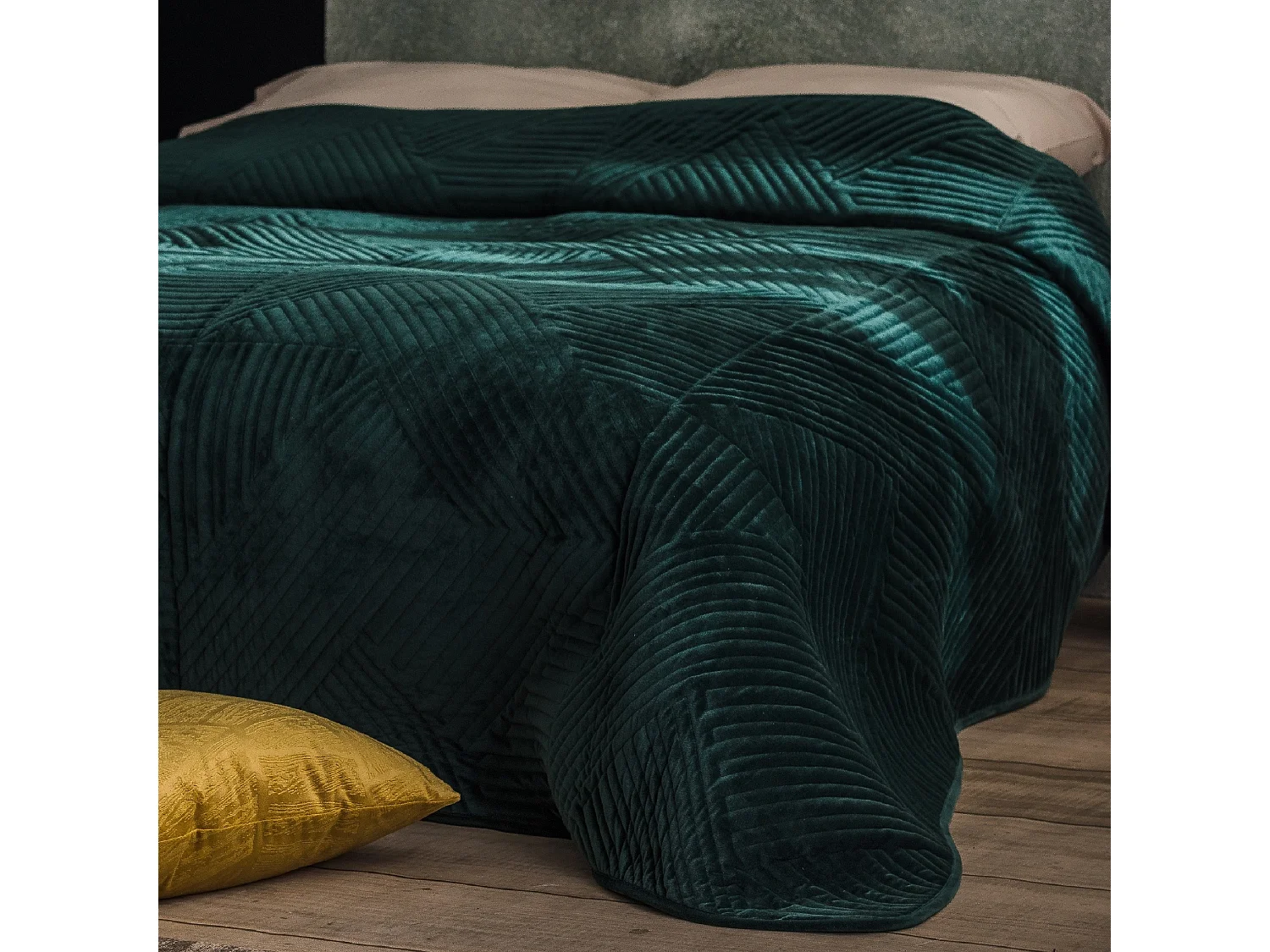 Luxuriöse Minister Tagesdecke, Dunkelgrün 200x220 cm