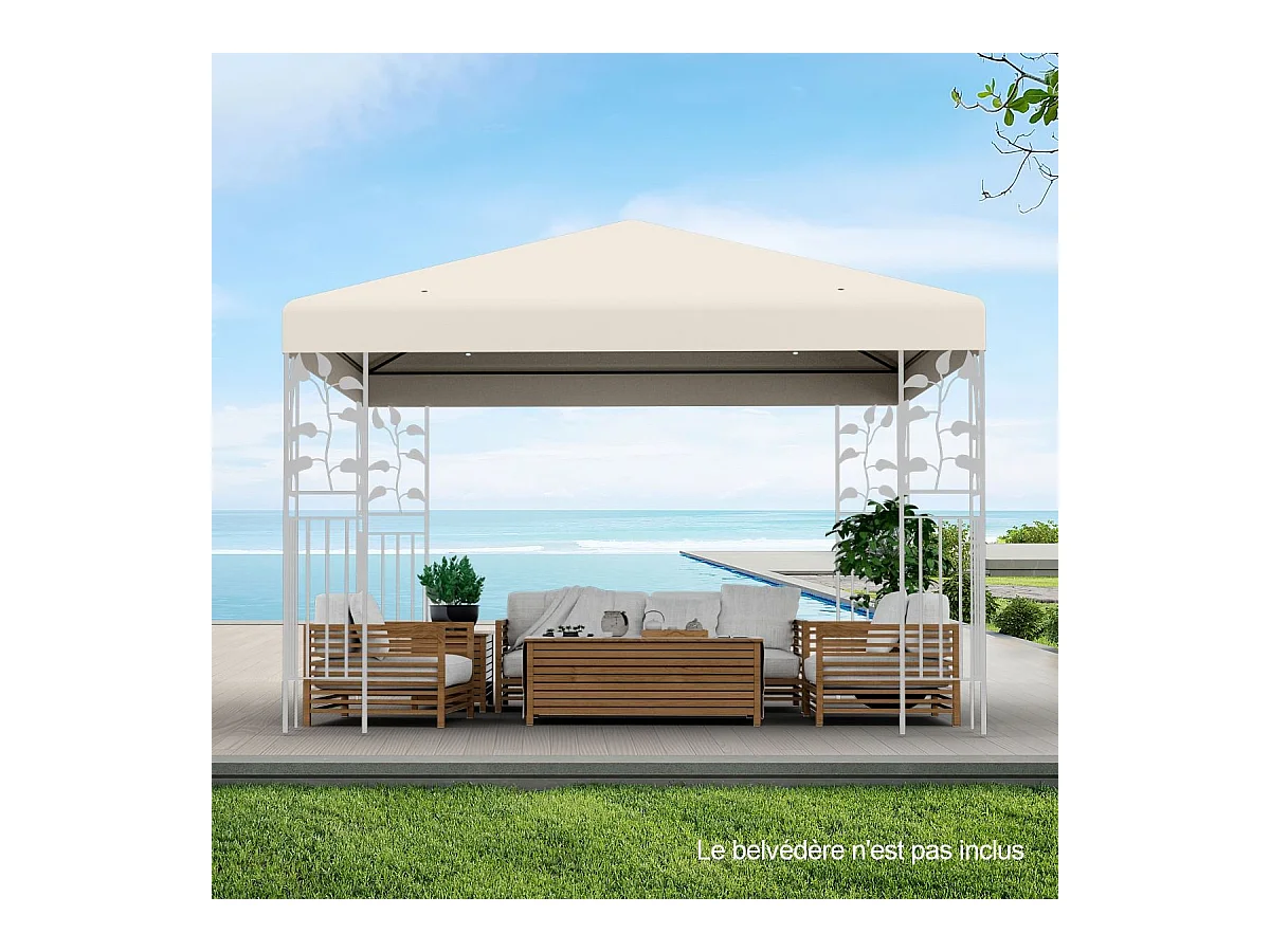 Toile de Toit de Rechange en Plastique et vinyle pour Pavillon Tonnelle Tente 300 x 300 cm Couleur au Choix (Beige)