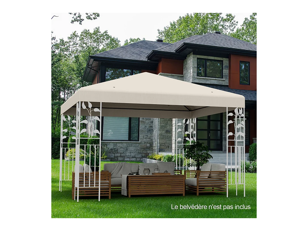 Toile de Toit de Rechange en Plastique et vinyle pour Pavillon Tonnelle Tente 300 x 300 cm Couleur au Choix (Beige)