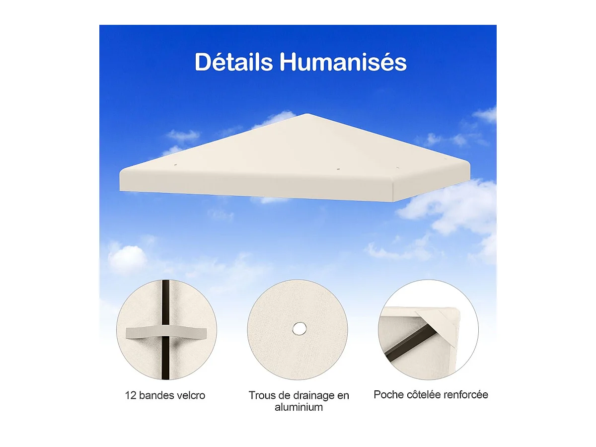 Toile de Toit de Rechange en Plastique et vinyle pour Pavillon Tonnelle Tente 300 x 300 cm Couleur au Choix (Beige)