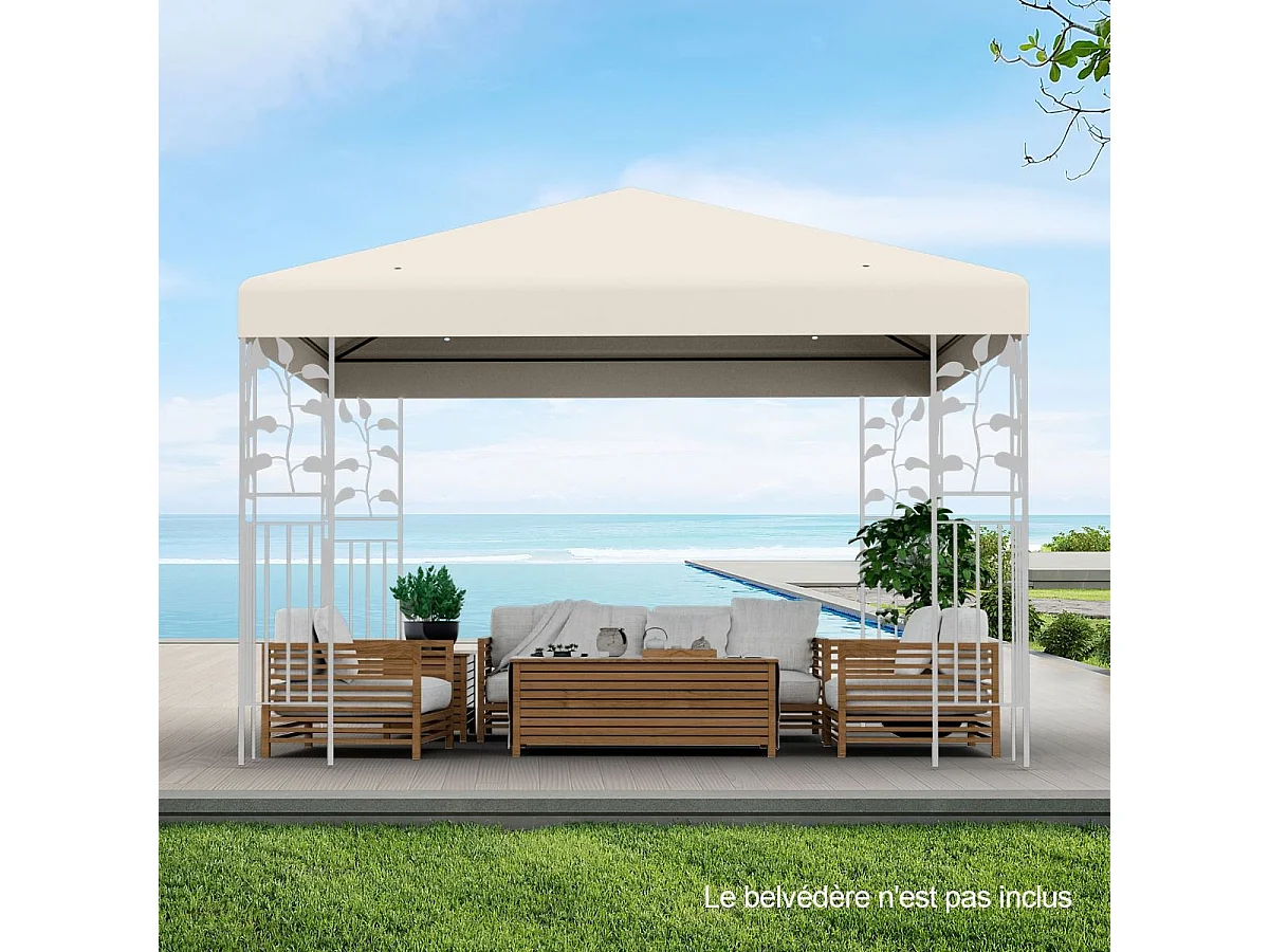 Toile de Toit de Rechange en Plastique et vinyle pour Pavillon Tonnelle Tente 300 x 300 cm Couleur au Choix (Beige)