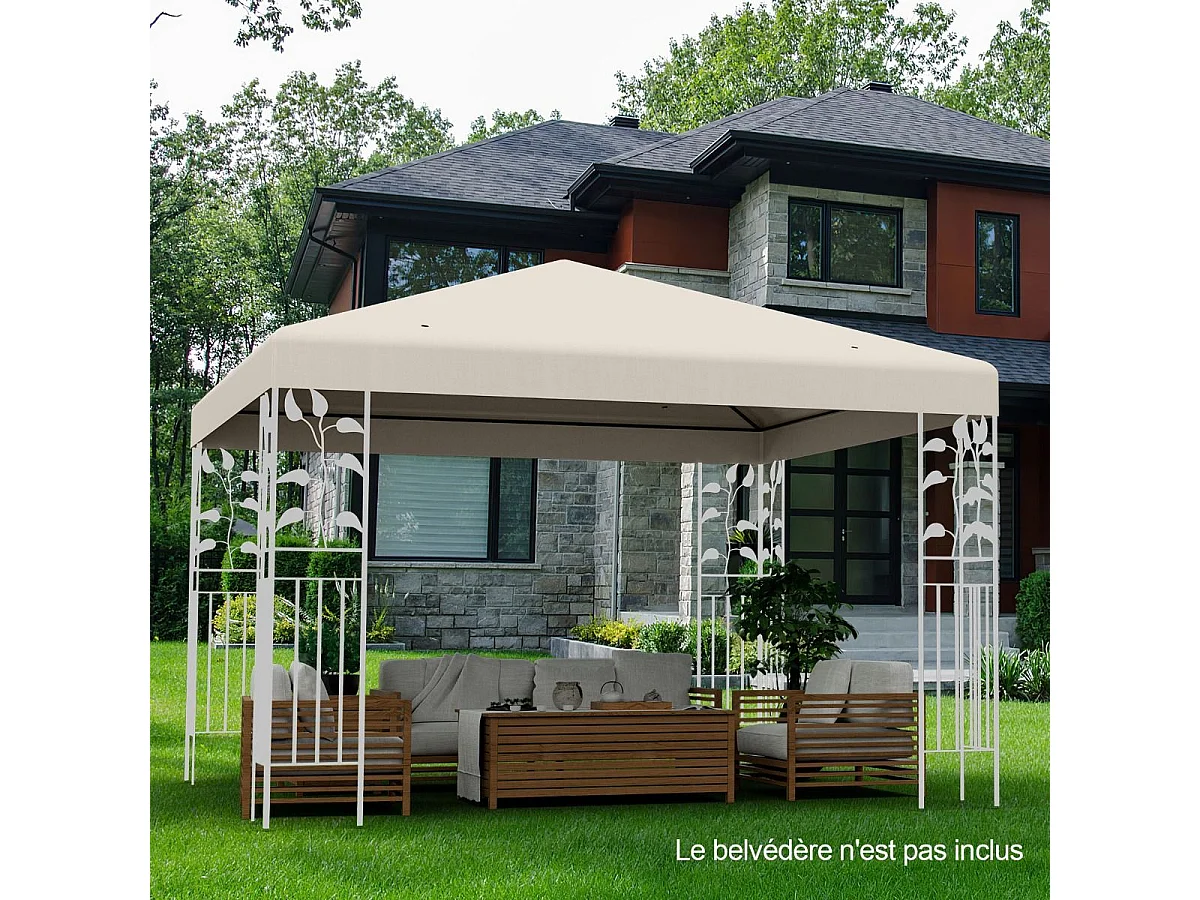 Toile de Toit de Rechange en Plastique et vinyle pour Pavillon Tonnelle Tente 300 x 300 cm Couleur au Choix (Beige)