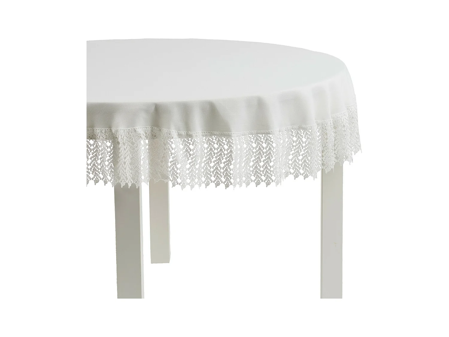 Nappe Ronde Décorative Polyester Bernadette 160 cm Blanc