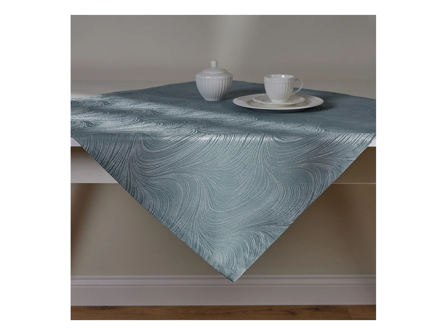 Tischdecke Floah mittelblau 80 x 80