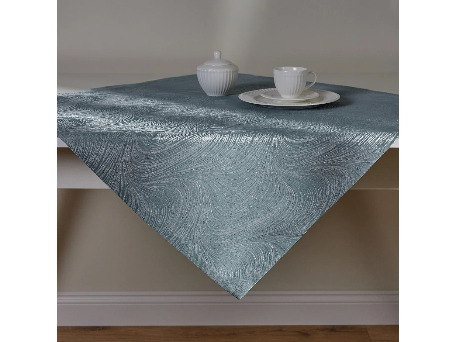 Tischdecke Floah mittelblau 80 x 80