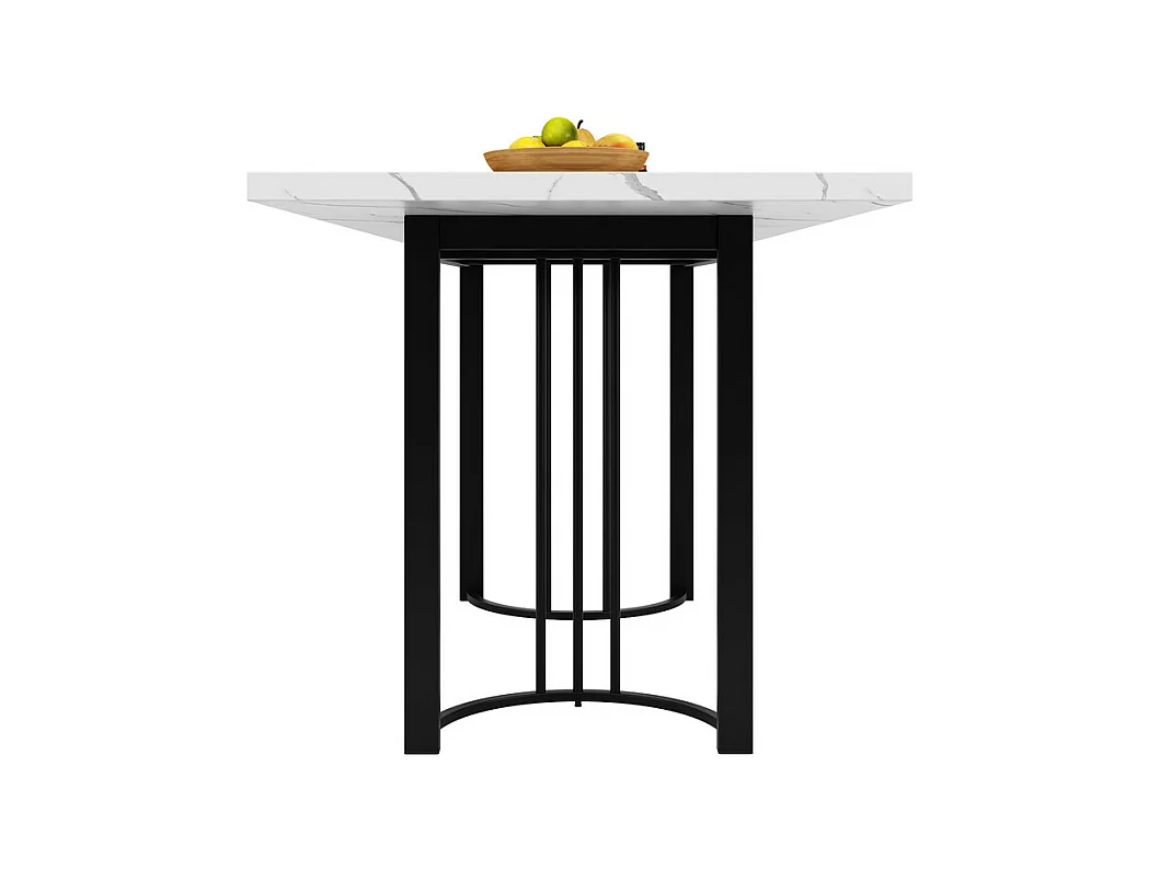 Uitschuifbare eettafel voor 6-8 personen in MDF en metaal - Wit marmer effect - 140/179,5x80x75,5 cm